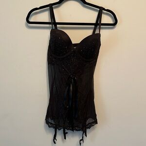 Victoria’s Secret • Black Mesh & Lace Push-up Lingerie